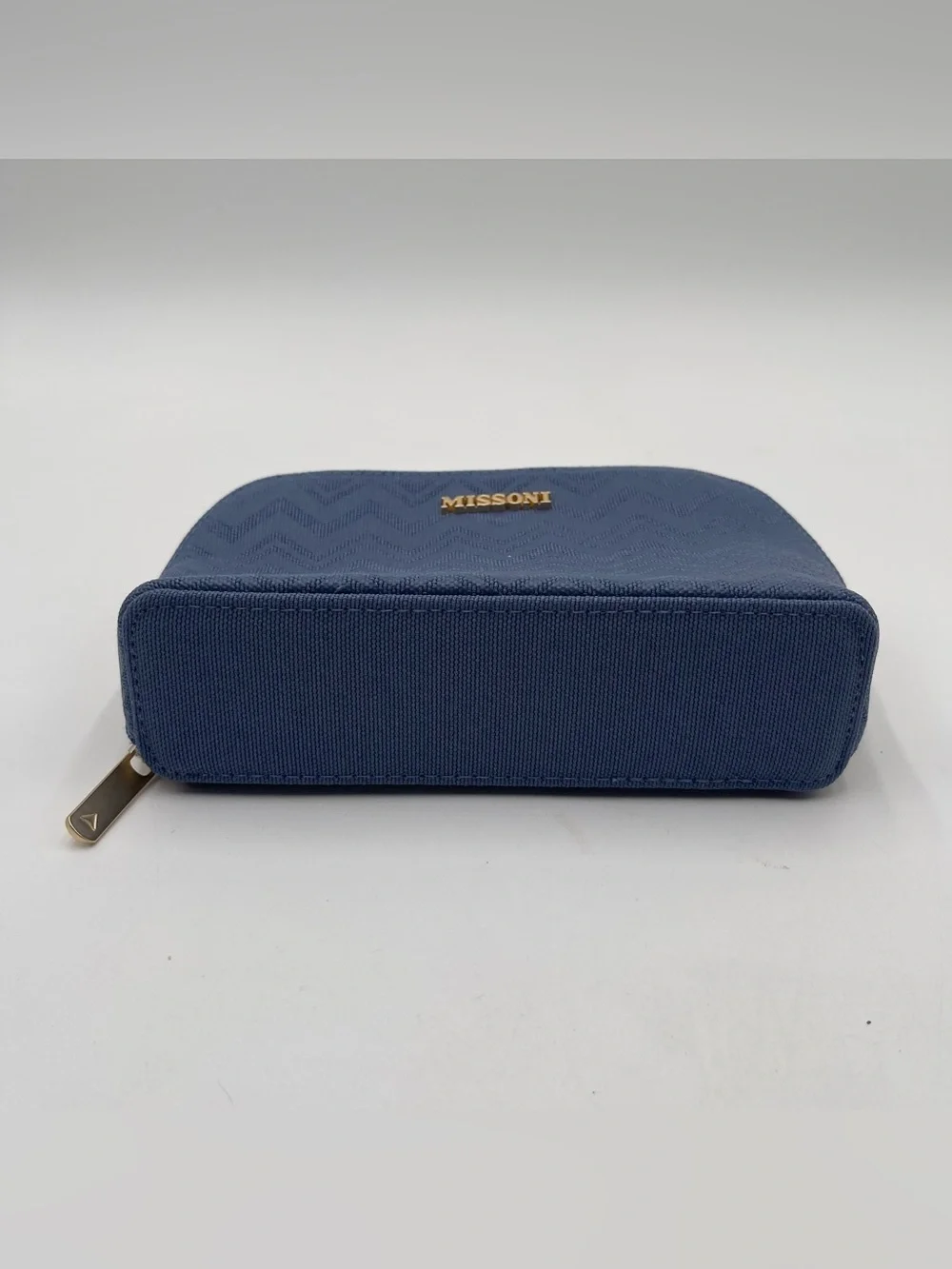 Missoni Small Travel Cosmetic Pouch Delta One Collection Toiletry Bag Blue Gold